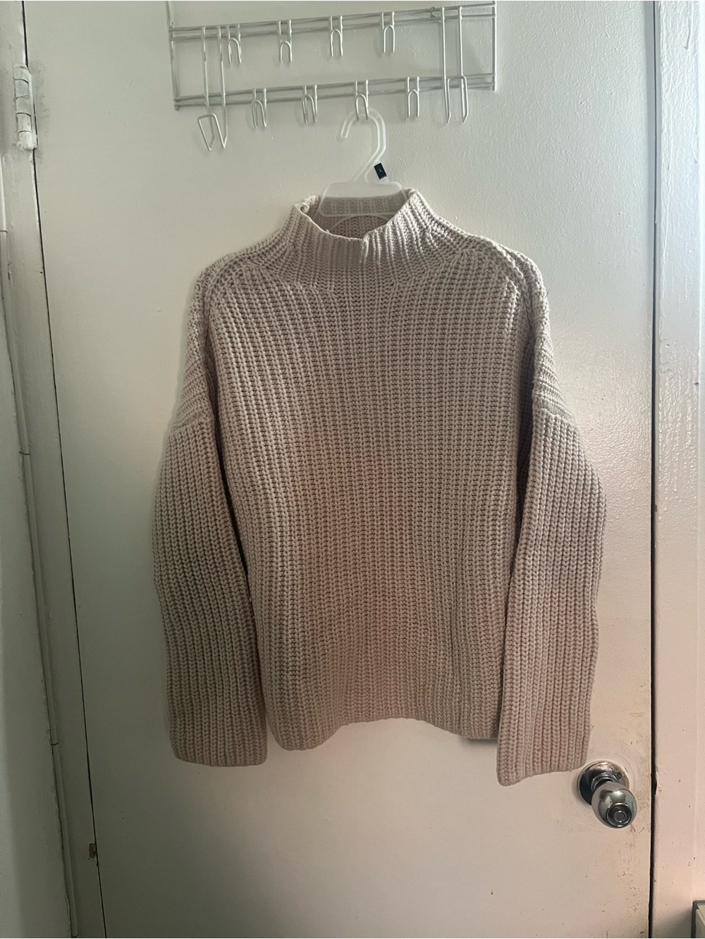 INTERMIX Chunky Cream Ribbed Turtleneck Sweater
